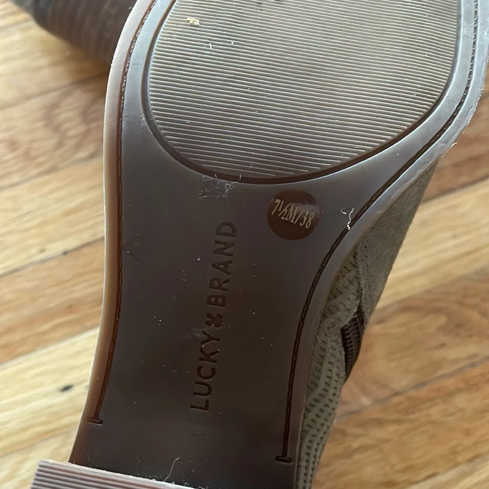 Lucky Brand Pickla Booties Shoes Heel Beige - Picture 3 of 5